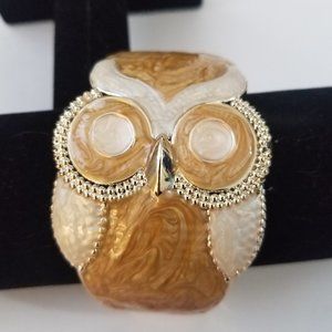 Hinged Golden Owl Cuff Bracelet